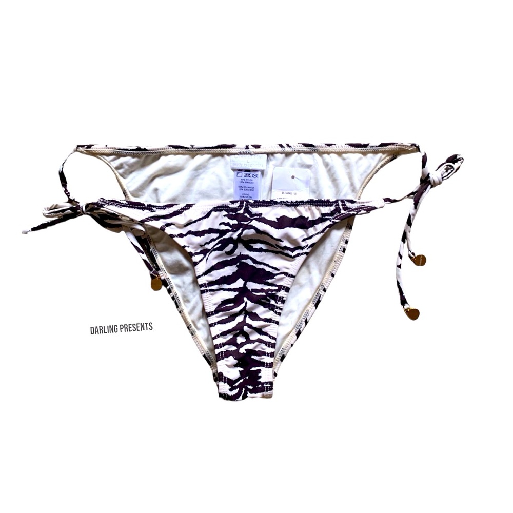 Ondademar Zebra Print Bikini Swim Bottom Women Color Brown & Cream Size L